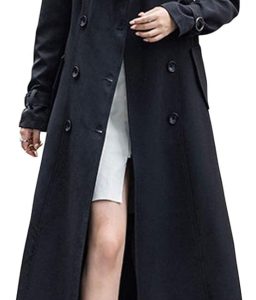 Women's Double Breasted Duster Trench Coat Slim Full Length Maxi Long Overcoat